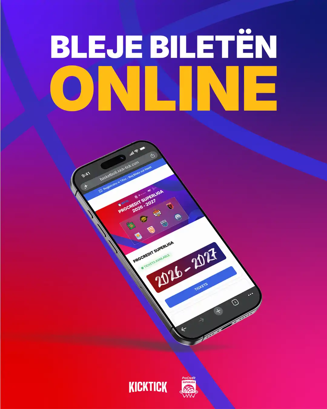 Biletat për ndeshjet e basketbollit online përmes KickTick